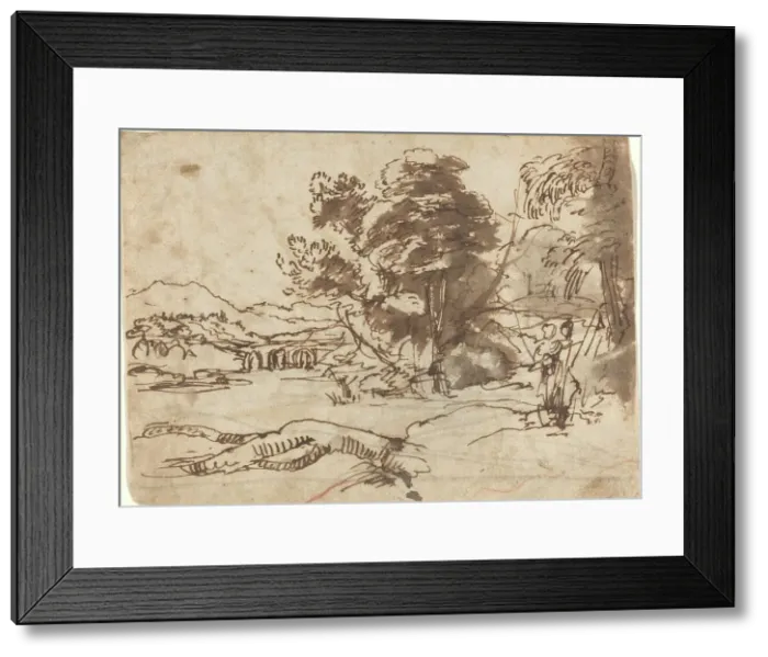 Framed Print : River Landscape, c. 1635 / 1638. Creator: Claude Lorrain Framed Print : River Landscape, c. 1635 / 1638. Creator: Claude Lorrain