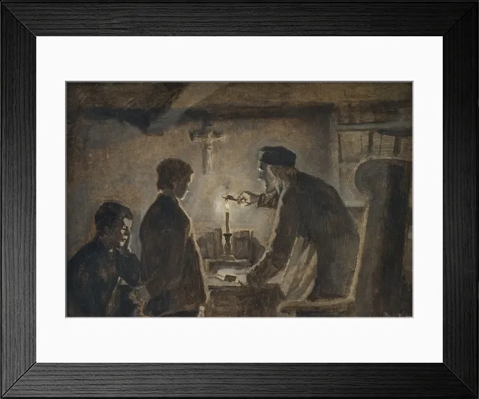 Framed Print : Pastor Sören blows out the candle on the New Year's Eve, 1898-1902. Creator: Hans Smidth Framed Print : Pastor Sören blows out the candle on the New Year's Eve, 1898-1902. Creator: Hans Smidth