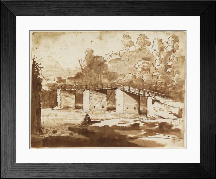 Framed Print : Landscape with a Bridge, c. 1630 / 1635. Creator: Claude Lorrain Framed Print : Landscape with a Bridge, c. 1630 / 1635. Creator: Claude Lorrain