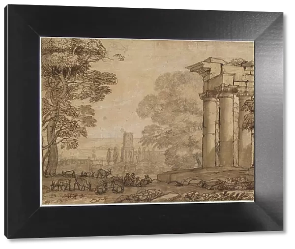 Landscape with Ruins, Pastoral Figures, and Trees, c. 1650. Creator: Claude Lorrain