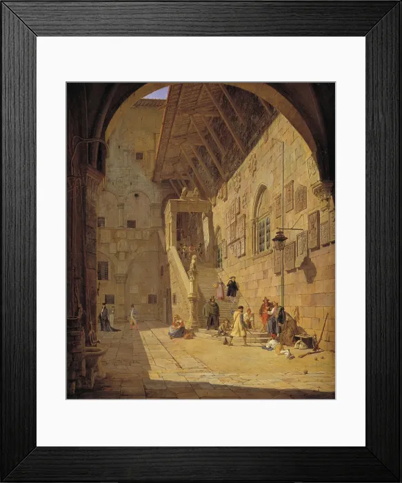 Framed Print : The Courtyard of the Palazzo del Bargello. Florence, 1842. Creator: Jorgen Pedersen Roed Framed Print : The Courtyard of the Palazzo del Bargello. Florence, 1842. Creator: Jorgen Pedersen Roed