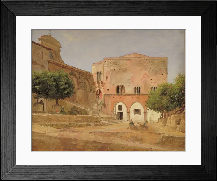 Framed Print : The Market Place in Piperno, 1838. Creator: Jorgen Pedersen Roed
