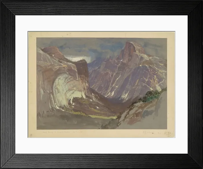 Framed Print : Half Dome and Royal Arches, Yosemite, from Glacier Point, c. 1870. Creator: Samuel Colman Framed Print : Half Dome and Royal Arches, Yosemite, from Glacier Point, c. 1870. Creator: Samuel Colman