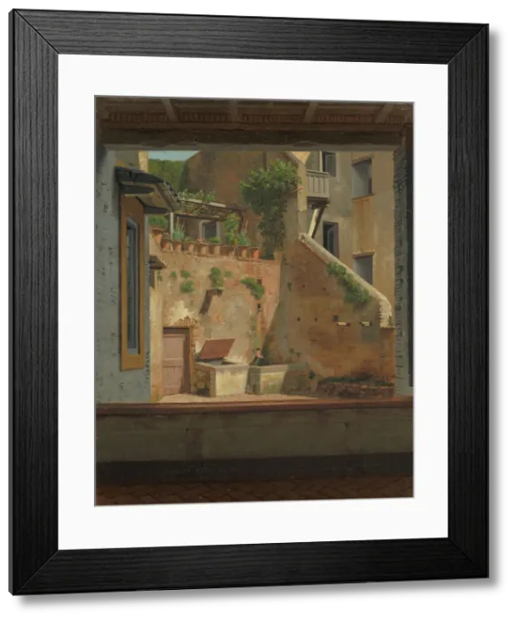 Framed Print : A Courtyard in Rome, 1825-1831. Creator: Martinus Rorbye Framed Print : A Courtyard in Rome, 1825-1831. Creator: Martinus Rorbye