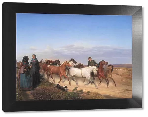 Jutlandic Peasants Bound for Home along with their Horses, 1870. Creator: Jorgen Sonne