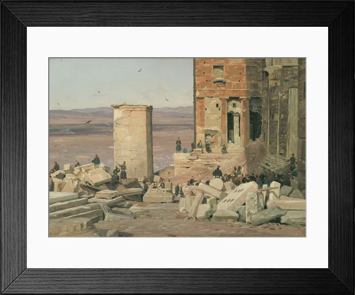 Framed Print : Greeks Working in the ruins of the Acropolis, 1835. Creator: Martinus Rorbye Framed Print : Greeks Working in the ruins of the Acropolis, 1835. Creator: Martinus Rorbye