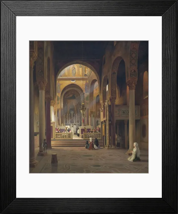 Framed Print : Interior of the Capella Palatina in Palermo, Italy, 1842. Creator: Martinus Rorbye Framed Print : Interior of the Capella Palatina in Palermo, Italy, 1842. Creator: Martinus Rorbye