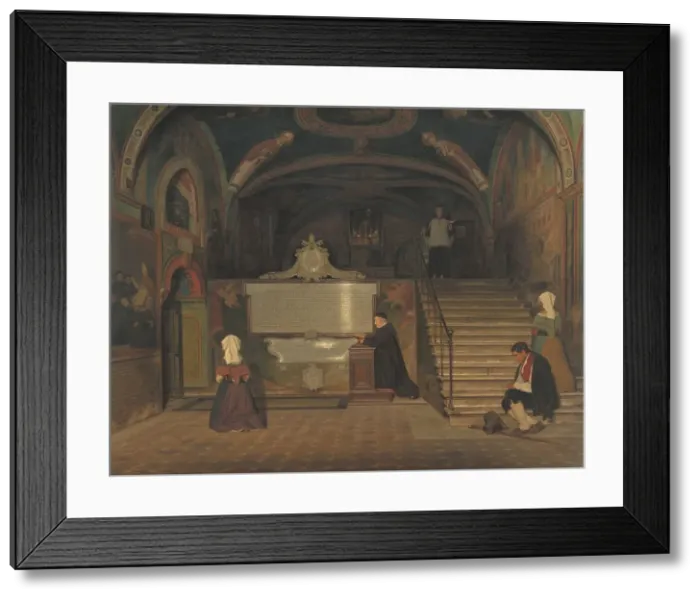 Framed Print : The Crypt in the Monastry of San Benedetto in Subiaco, Italy, 1843. Creator: Martinus Rorbye Framed Print : The Crypt in the Monastry of San Benedetto in Subiaco, Italy, 1843. Creator: Martinus Rorbye