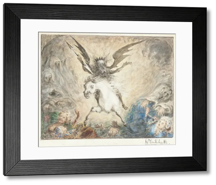 Framed Print : Crinolina - and the Consequences [recto], 1865. Creator: George Cruikshank