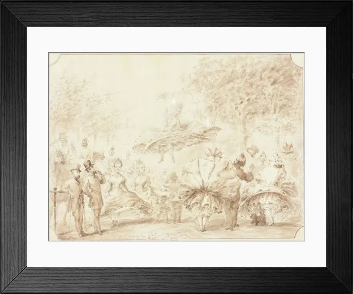 Framed Print : Taking the Air in Hyde Park [verso], 1865. Creator: George Cruikshank