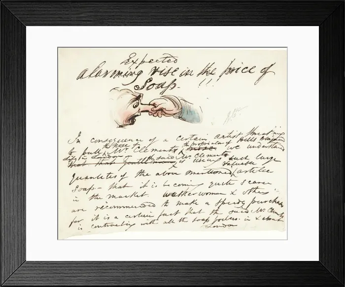 Framed Print : Expected--alarming rise in the price of soap!. Creator: George Cruikshank Framed Print : Expected--alarming rise in the price of soap!. Creator: George Cruikshank