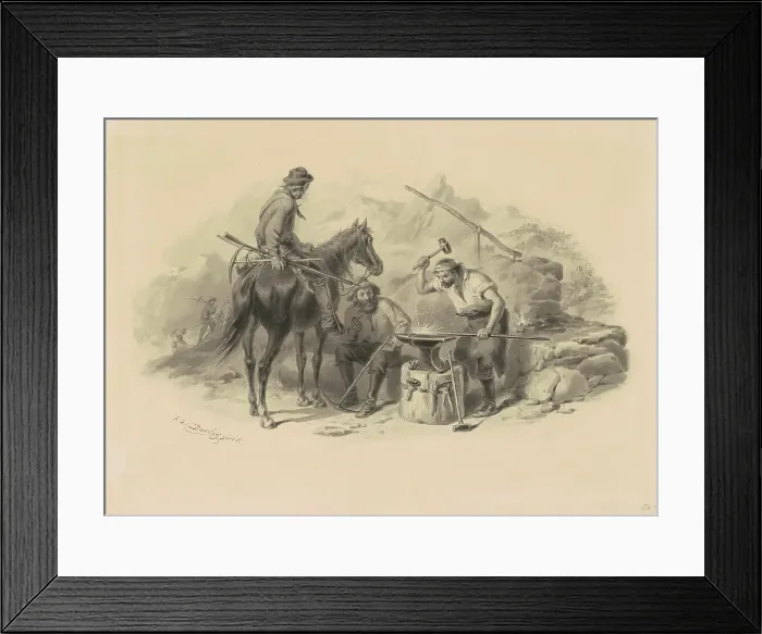 Framed Print : Blacksmith in the Goldfields, 1848-1855. Creator: Felix Octavius Carr Darley Framed Print : Blacksmith in the Goldfields, 1848-1855. Creator: Felix Octavius Carr Darley