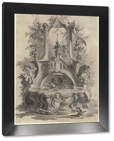Rococo Fountain with Lovers and the Four Elements. Creator: Johann Esaias Nilson
