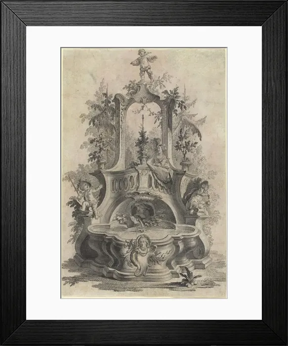 Framed Print : Rococo Fountain with Lovers and the Four Elements. Creator: Johann Esaias Nilson Framed Print : Rococo Fountain with Lovers and the Four Elements. Creator: Johann Esaias Nilson