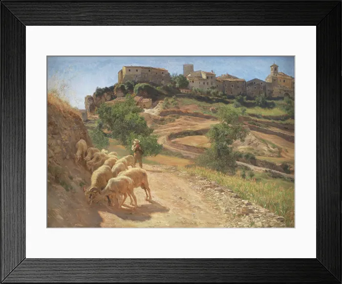 Framed Print : A shepherd boy with his sheep at Cività d'Antino, 1886. Creator: Joakim Skovgaard Framed Print : A shepherd boy with his sheep at Cività d'Antino, 1886. Creator: Joakim Skovgaard