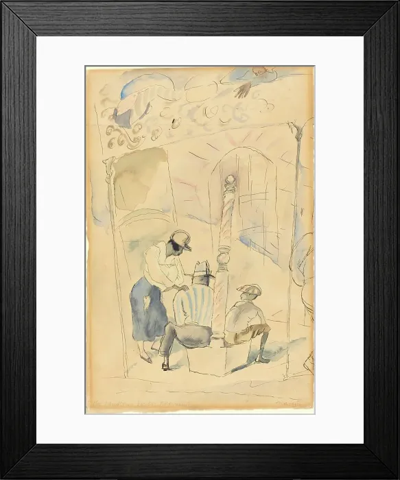 Framed Print : The Handsome Barber, c. 1914-1920. Creator: Jules Pascin Framed Print : The Handsome Barber, c. 1914-1920. Creator: Jules Pascin
