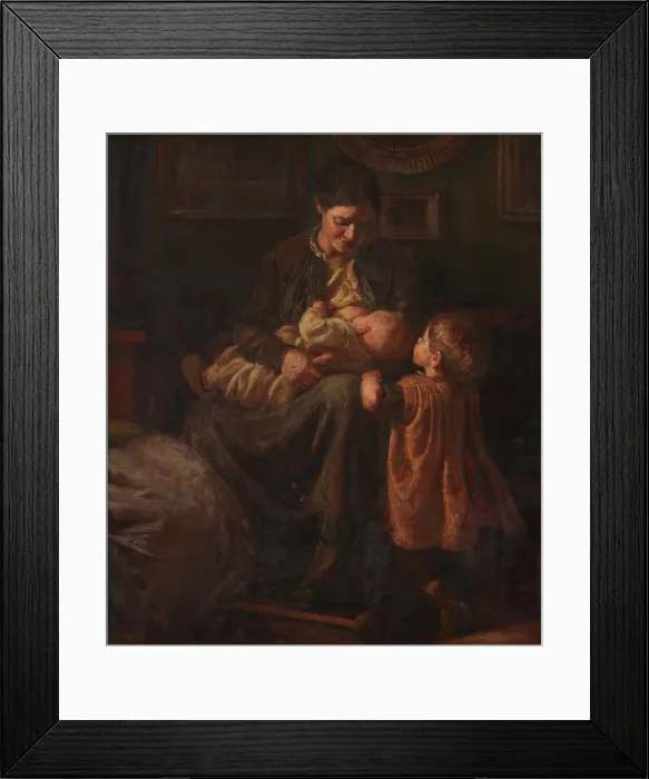 Framed Print : The artist's wife with two children, 1890. Creator: Joakim Skovgaard Framed Print : The artist's wife with two children, 1890. Creator: Joakim Skovgaard