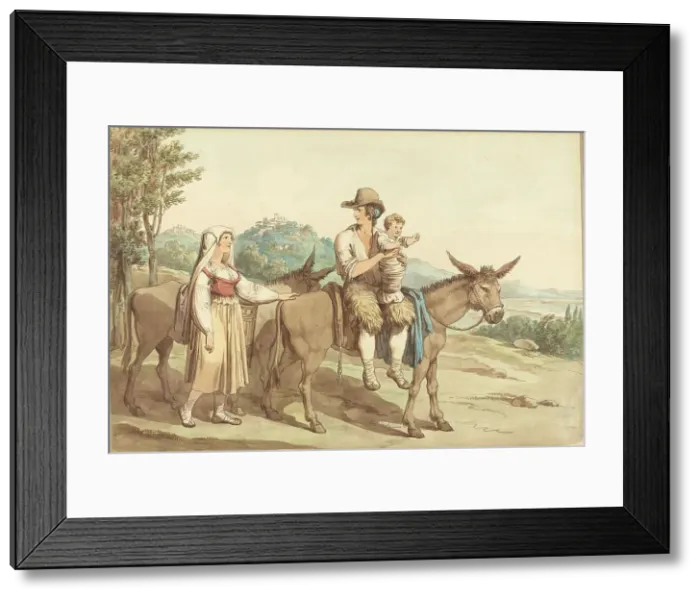 Framed Print : A Peasant Family and Two Donkeys. Creator: Bartolomeo Pinelli Framed Print : A Peasant Family and Two Donkeys. Creator: Bartolomeo Pinelli