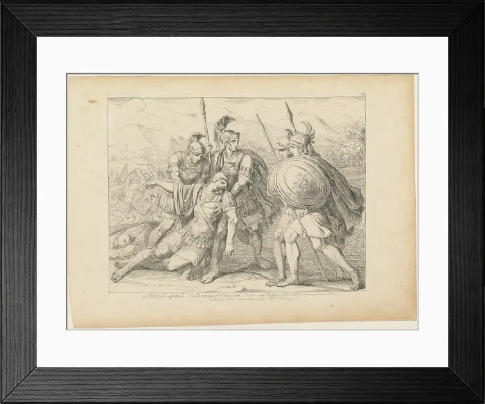 Framed Print : The Death of Lausus, early 19th century. Creator: Bartolomeo Pinelli Framed Print : The Death of Lausus, early 19th century. Creator: Bartolomeo Pinelli