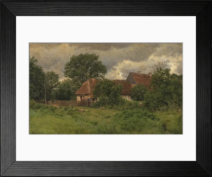Framed Print : Old outbuildings at a manor house, 1877. Creator: Niels Skovgaard Framed Print : Old outbuildings at a manor house, 1877. Creator: Niels Skovgaard