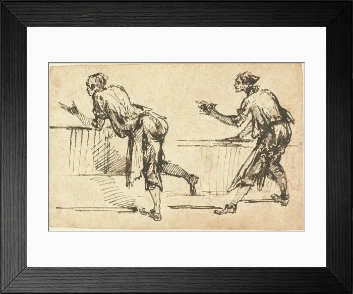 Framed Print : Two Workmen at Tables (recto), early 1770s. Creator: Giovanni Battista Piranesi Framed Print : Two Workmen at Tables (recto), early 1770s. Creator: Giovanni Battista Piranesi