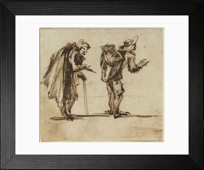 Framed Print : An Old Man with a Cape and a Rustic with a Backpack, 1750s. Creator: Giovanni Battista Piranesi Framed Print : An Old Man with a Cape and a Rustic with a Backpack, 1750s. Creator: Giovanni Battista Piranesi