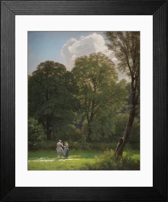Framed Print : Bleaching Linen in a Clearing, 1858. Creator: Peter Christian Thamsen Skovgaard Framed Print : Bleaching Linen in a Clearing, 1858. Creator: Peter Christian Thamsen Skovgaard