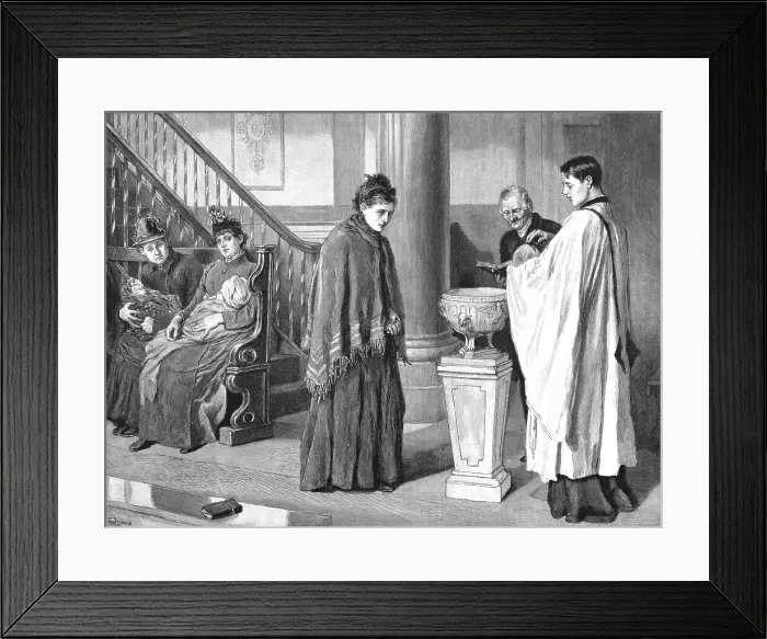 Framed Print : A Christening in the Chapel of the Foundling Hospital, 1891. Creator: Robert Barnes