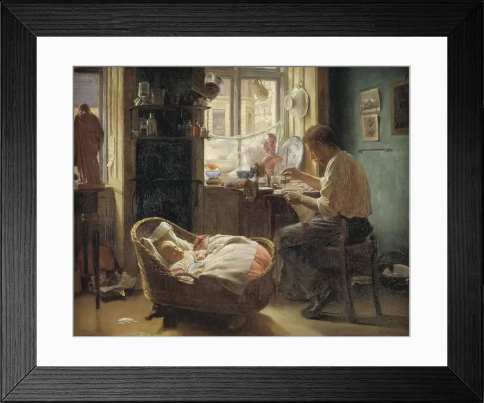 Framed Print : At the China Repairer's, 1891. Creator: Wenzel Tornoe Framed Print : At the China Repairer's, 1891. Creator: Wenzel Tornoe