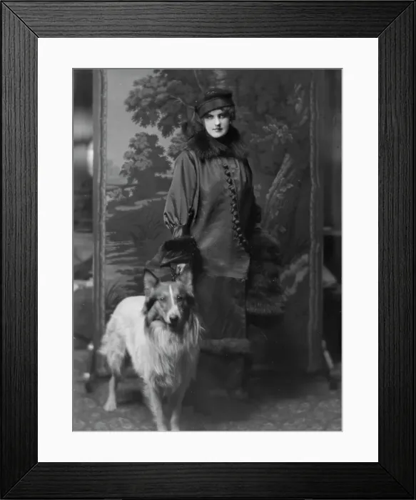Framed Print : Phillips, Norma, Miss, with dog, portrait photograph, 1914 Nov. 28. Creator: Arnold Genthe Framed Print : Phillips, Norma, Miss, with dog, portrait photograph, 1914 Nov. 28. Creator: Arnold Genthe