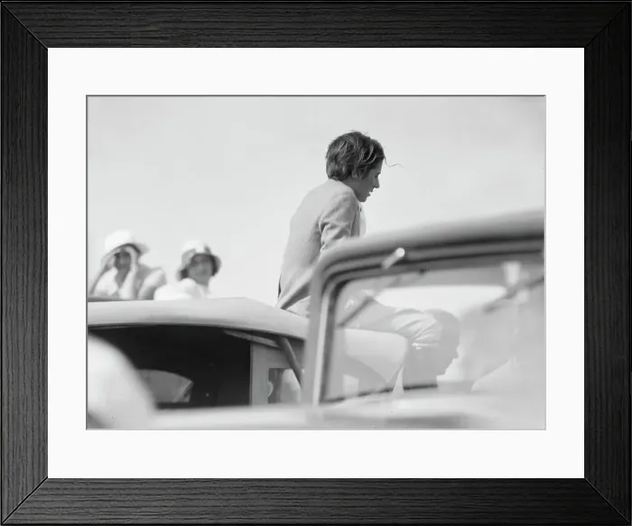 Framed Print : Mrs. Jack Bouvier, seated on a car, 1932. Creator: Arnold Genthe Framed Print : Mrs. Jack Bouvier, seated on a car, 1932. Creator: Arnold Genthe