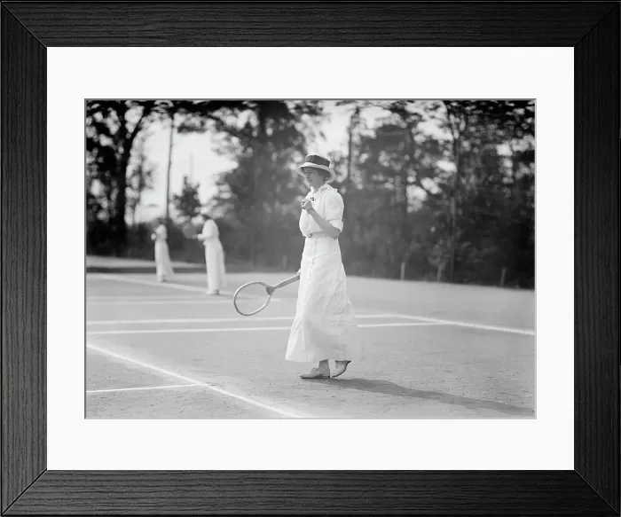 Framed Print : Miss Martha Wyeth - Playing in Tennis Tournament, 1913. Creator: Unknown