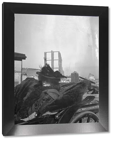 Bernhardt, Sarah, in carriage in San Francisco after the earthquake and fire of 1906, 1906 Apr. Creator: Arnold Genthe