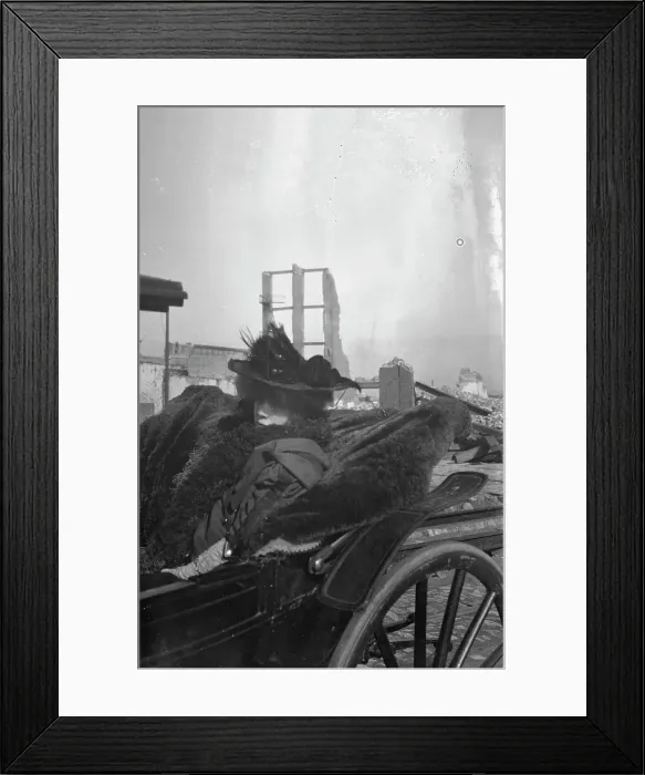Framed Print : Bernhardt, Sarah, in carriage in San Francisco after the earthquake and fire of 1906, 1906 Apr. Creator: Arnold Genthe Framed Print : Bernhardt, Sarah, in carriage in San Francisco after the earthquake and fire of 1906, 1906 Apr. Creator: Arnold Genthe