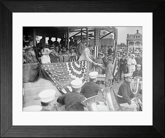 Framed Print : Wilson On Reviewing Stand, 1917 or 1918. Creator: Unknown