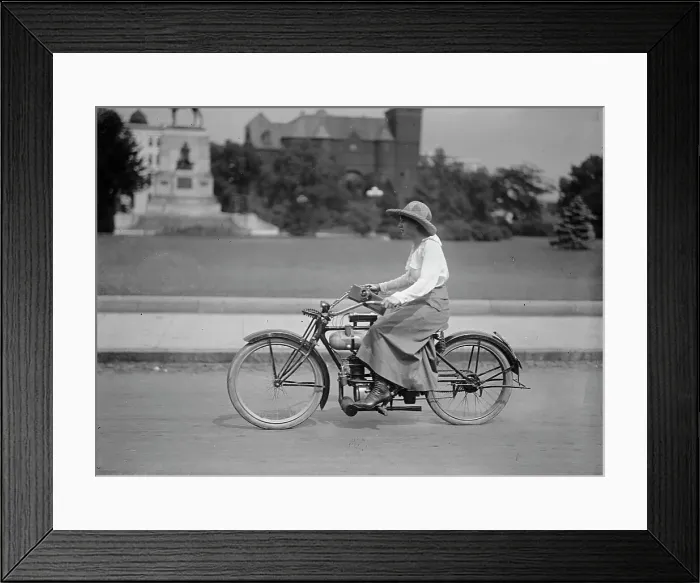 Framed Print : Woman On Bicycle, 1917 or 1918. Creator: Unknown