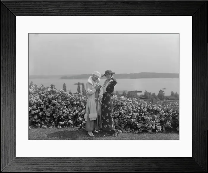 Framed Print : Viola Kraus and Helen Freeman standing outdoors, 1915 June. Creator: Arnold Genthe Framed Print : Viola Kraus and Helen Freeman standing outdoors, 1915 June. Creator: Arnold Genthe