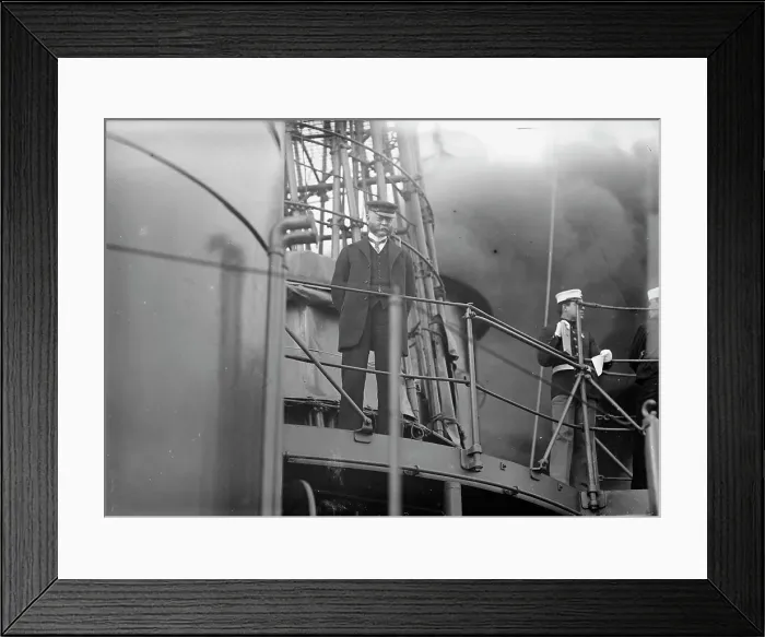 Framed Print : Target Practice - Redfield On Bridge, 1913. Creator: Unknown Framed Print : Target Practice - Redfield On Bridge, 1913. Creator: Unknown