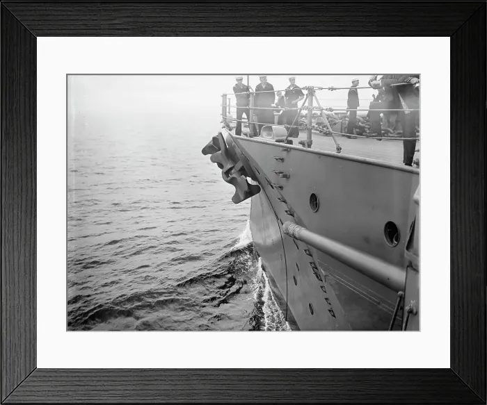 Framed Print : Target Practice - U.S.S. Wyoming's Bow, 1913. Creator: Unknown Framed Print : Target Practice - U.S.S. Wyoming's Bow, 1913. Creator: Unknown