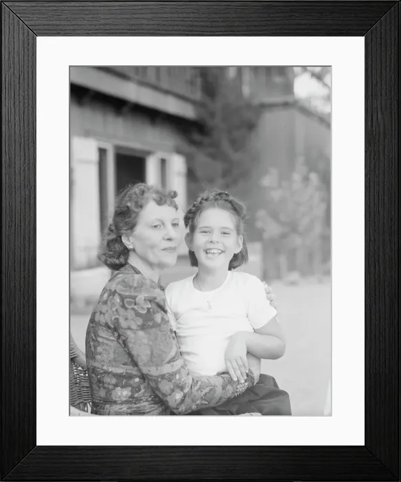 Framed Print : Mrs. Churchill with child Orrin, seated outdoors, not before 1932 Mar. Creator: Arnold Genthe Framed Print : Mrs. Churchill with child Orrin, seated outdoors, not before 1932 Mar. Creator: Arnold Genthe