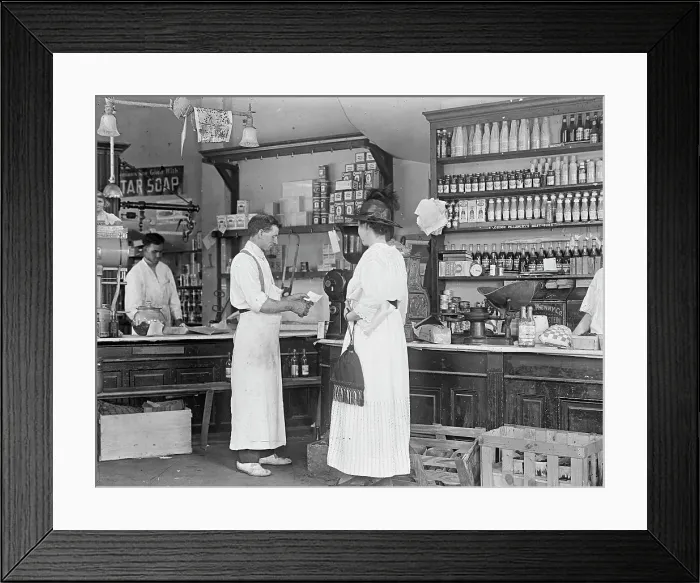 Framed Print : Store Interior, 1917 or 1918. Creator: Harris & Ewing. Store Interior, 1917 or 1918. Creator: Harris & Ewing Framed Print : Store Interior, 1917 or 1918. Creator: Harris & Ewing. Store Interior, 1917 or 1918. Creator: Harris & Ewing