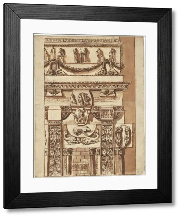 Framed Print : Fantasy of a Façade with Bizarre Ornaments, 1764 / 1766. Creator: Giovanni Battista Piranesi Framed Print : Fantasy of a Façade with Bizarre Ornaments, 1764 / 1766. Creator: Giovanni Battista Piranesi