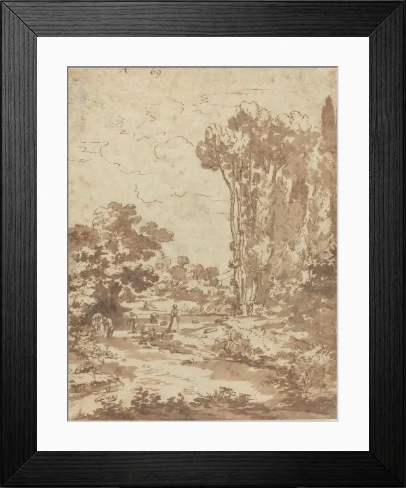 Framed Print : Figures Bathing in a Stream. Creator: Nicolas Poussin Framed Print : Figures Bathing in a Stream. Creator: Nicolas Poussin