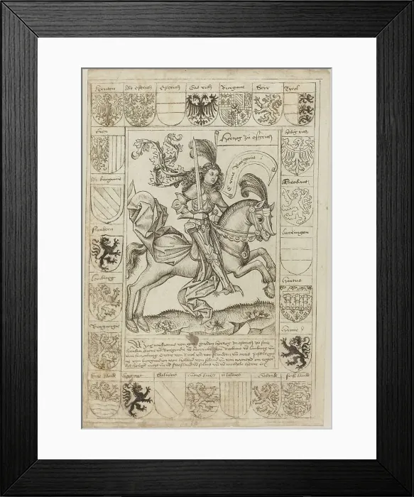 Framed Print : Maximilian, Duke of Austria, on Horseback, 1492. Creator: Master of the Strassburg Chronicle Framed Print : Maximilian, Duke of Austria, on Horseback, 1492. Creator: Master of the Strassburg Chronicle