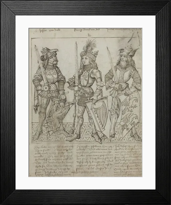 Framed Print : Joshua, King David and Judas Maccabeus, 1492. Creator: Master of the Strassburg Chronicle Framed Print : Joshua, King David and Judas Maccabeus, 1492. Creator: Master of the Strassburg Chronicle