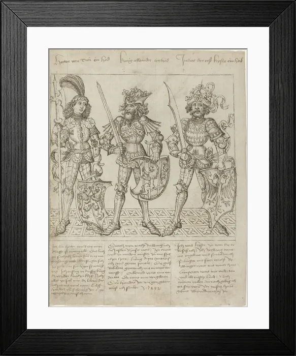 Framed Print : Hector of Troy, Alexander the Great and Julius Caesar, 1492. Creator: Master of the Strassburg Chronicle Framed Print : Hector of Troy, Alexander the Great and Julius Caesar, 1492. Creator: Master of the Strassburg Chronicle