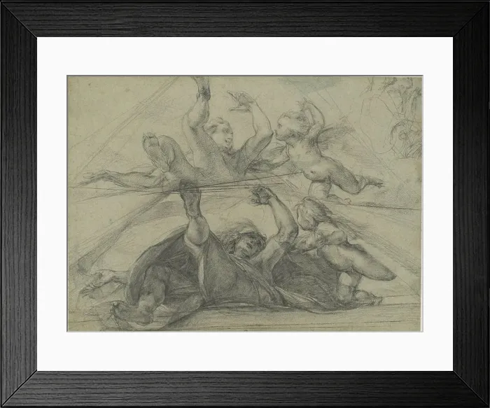 Framed Print : Ceiling Studies of a Prophet and a Putto Seen from Below, c. 1602. Creator: Giulio Cesare Procaccini Framed Print : Ceiling Studies of a Prophet and a Putto Seen from Below, c. 1602. Creator: Giulio Cesare Procaccini