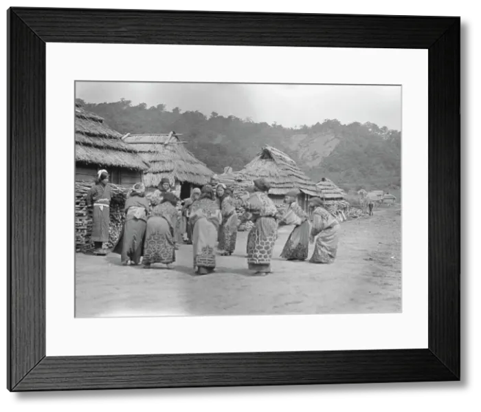 Framed Print : Crane dance of the Ainu women, 1908. Creator: Arnold Genthe Framed Print : Crane dance of the Ainu women, 1908. Creator: Arnold Genthe