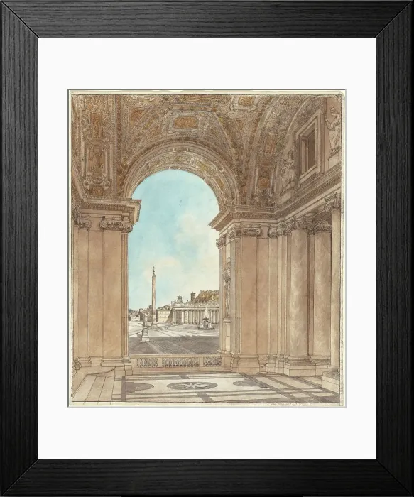 Framed Print : The Piazza of Saint Peter's Seen through an Arch of the Basilica, 1778 / 1779. Creator: Giacomo Antonio Domenico Quarenghi Framed Print : The Piazza of Saint Peter's Seen through an Arch of the Basilica, 1778 / 1779. Creator: Giacomo Antonio Domenico Quarenghi