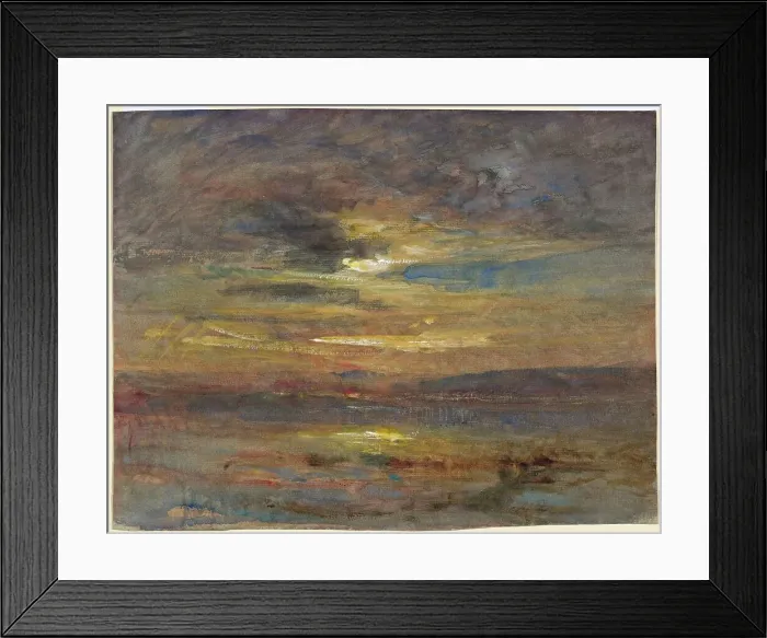 Framed Print : Sunset over a Pond, c. 1880. Creator: Auguste François Ravier Framed Print : Sunset over a Pond, c. 1880. Creator: Auguste François Ravier
